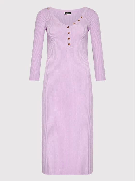 Elisabetta Franchi Γυναίκες Πλεκτά Φορέματα Φόρεμα υφασμάτινο AM-22S-22E2-V280 Μωβ Slim Fit 5 Elisabetta Franchi Γυναίκες Πλεκτά Φορέματα Φόρεμα υφασμάτινο AM-22S-22E2-V280 Μωβ Slim Fit - Image 5