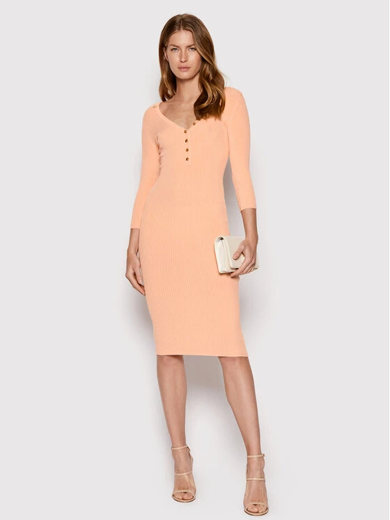 Elisabetta Franchi Γυναίκες Πλεκτά Φορέματα Φόρεμα υφασμάτινο AM-22S-22E2-V280 Πορτοκαλί Slim Fit 2 Elisabetta Franchi Γυναίκες Πλεκτά Φορέματα Φόρεμα υφασμάτινο AM-22S-22E2-V280 Πορτοκαλί Slim Fit - Image 2