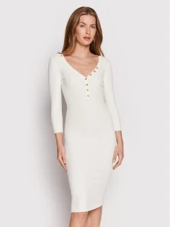 Elisabetta Franchi Γυναίκες Πλεκτά Φορέματα Φόρεμα υφασμάτινο AM-22S-22E2-V280 Λευκό Slim Fit