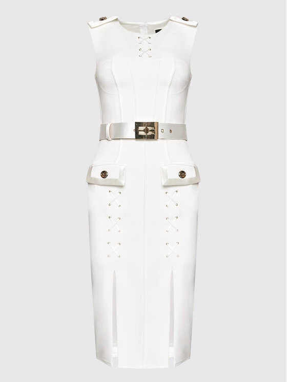 Elisabetta Franchi Γυναίκες Κοκτέιλ Φορέματα Φόρεμα κοκτέιλ AB-203-22E2-V550 Λευκό Slim Fit 5 Elisabetta Franchi Γυναίκες Κοκτέιλ Φορέματα Φόρεμα κοκτέιλ AB-203-22E2-V550 Λευκό Slim Fit - Image 5