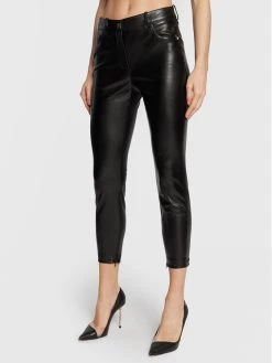 Elisabetta Franchi Γυναίκες Δερμάτινα Παντελόνια Παντελόνι από απομίμηση δέρματος PA-040-27E2-V280 Μαύρο Skinny Fit