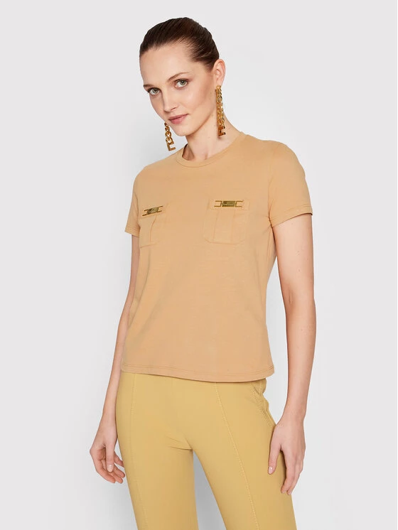 Elisabetta Franchi Γυναίκες T-shirts T-Shirt MA-010-21E2-V160 Μπεζ Regular Fit 1 Elisabetta Franchi Γυναίκες T-shirts T-Shirt MA-010-21E2-V160 Μπεζ Regular Fit