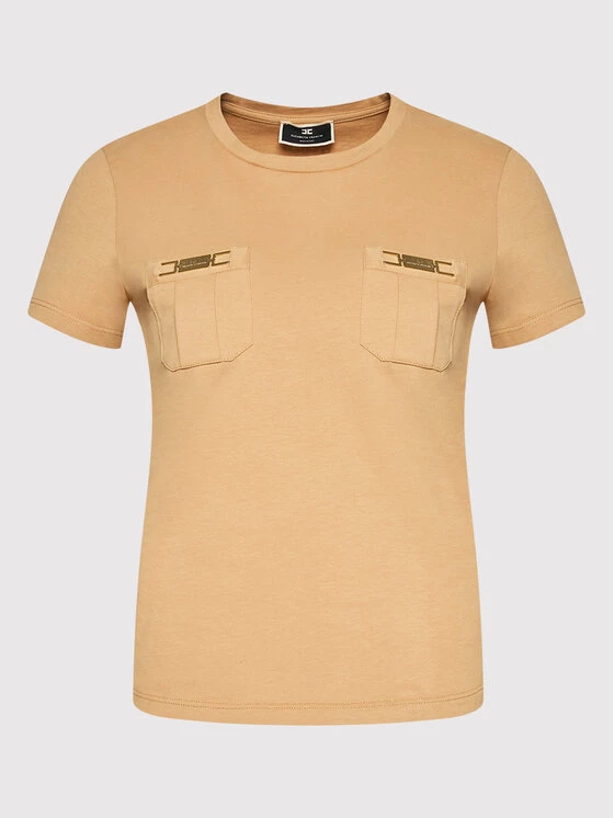 Elisabetta Franchi Γυναίκες T-shirts T-Shirt MA-010-21E2-V160 Μπεζ Regular Fit 5 Elisabetta Franchi Γυναίκες T-shirts T-Shirt MA-010-21E2-V160 Μπεζ Regular Fit - Image 5