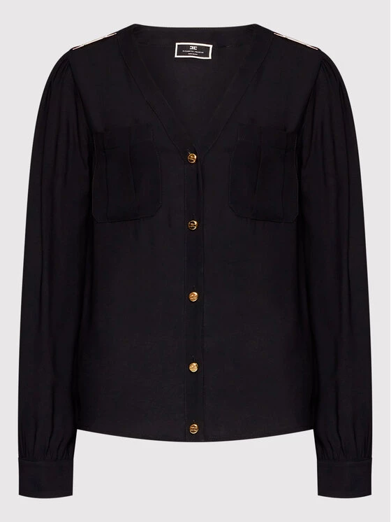 Elisabetta Franchi Γυναίκες Casual Πουκάμισα Πουκάμισο CA-006-21E2-V320 Μαύρο Regular Fit 5 Elisabetta Franchi Γυναίκες Casual Πουκάμισα Πουκάμισο CA-006-21E2-V320 Μαύρο Regular Fit - Image 5