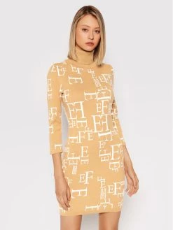 Elisabetta Franchi Γυναίκες Πλεκτά Φορέματα Φόρεμα υφασμάτινο AM-63Q-16E2-V240 Καφέ Slim Fit