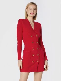 Elisabetta Franchi Γυναίκες Πλεκτά Φορέματα Φόρεμα υφασμάτινο AM-39S-26E2-V500 Κόκκινο Slim Fit