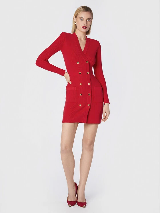 Elisabetta Franchi Γυναίκες Πλεκτά Φορέματα Φόρεμα υφασμάτινο AM-39S-26E2-V500 Κόκκινο Slim Fit 2 Elisabetta Franchi Γυναίκες Πλεκτά Φορέματα Φόρεμα υφασμάτινο AM-39S-26E2-V500 Κόκκινο Slim Fit - Image 2