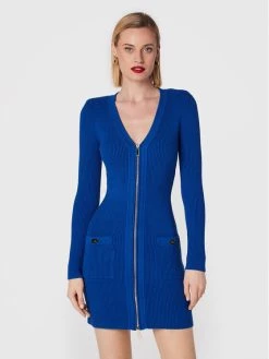 Elisabetta Franchi Γυναίκες Πλεκτά Φορέματα Φόρεμα υφασμάτινο AM-65T-26E2-V550 Μπλε Slim Fit