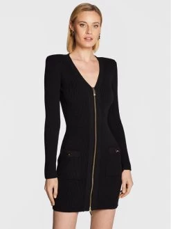 Elisabetta Franchi Γυναίκες Πλεκτά Φορέματα Φόρεμα υφασμάτινο AM-65T-26E2-V550 Μαύρο Slim Fit