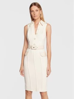 Elisabetta Franchi Γυναίκες Καθημερινά Φορέματα Φόρεμα καθημερινό AB-262-27E2-V460 Εκρού Slim Fit