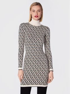 Elisabetta Franchi Γυναίκες Πλεκτά Φορέματα Φόρεμα υφασμάτινο AM-59Q-26E2-V330 Μπεζ Slim Fit