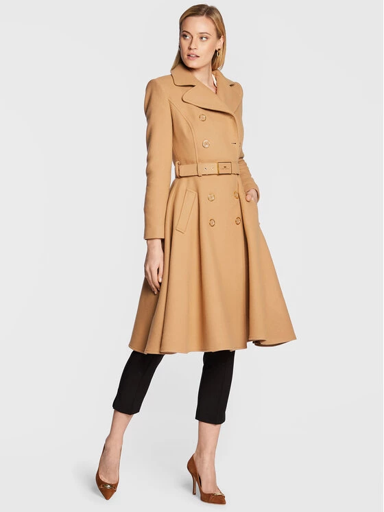 Elisabetta Franchi Γυναίκες Χειμωνιάτικα Παλτά Μάλλινο παλτό CP-001-26E2-V1100 Καφέ Regular Fit 2 Elisabetta Franchi Γυναίκες Χειμωνιάτικα Παλτά Μάλλινο παλτό CP-001-26E2-V1100 Καφέ Regular Fit - Image 2