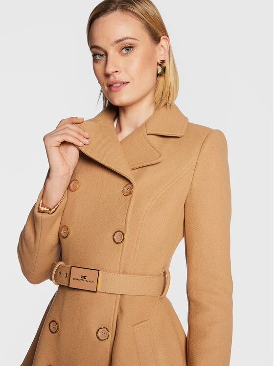 Elisabetta Franchi Γυναίκες Χειμωνιάτικα Παλτά Μάλλινο παλτό CP-001-26E2-V1100 Καφέ Regular Fit 4 Elisabetta Franchi Γυναίκες Χειμωνιάτικα Παλτά Μάλλινο παλτό CP-001-26E2-V1100 Καφέ Regular Fit - Image 4