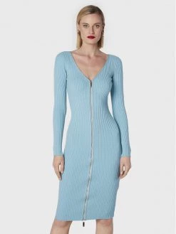 Elisabetta Franchi Γυναίκες Πλεκτά Φορέματα Φόρεμα υφασμάτινο AM-51T-26E2-V520 Μπλε Slim Fit