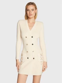 Elisabetta Franchi Γυναίκες Πλεκτά Φορέματα Φόρεμα υφασμάτινο AM-61S-26E2-V500 Μπεζ Slim Fit