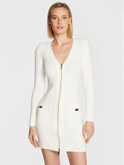 Elisabetta Franchi Γυναίκες Πλεκτά Φορέματα Φόρεμα υφασμάτινο AM-65T-26E2-V550 Λευκό Slim Fit