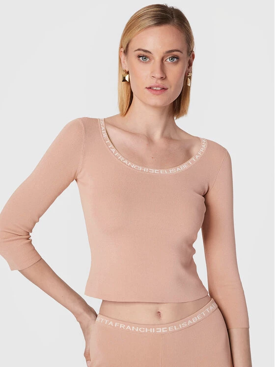 Elisabetta Franchi Γυναίκες Μπλουζάκια Μπλουζάκι MK-43B-26E2-V220 Ροζ Slim Fit 4 Elisabetta Franchi Γυναίκες Μπλουζάκια Μπλουζάκι MK-43B-26E2-V220 Ροζ Slim Fit - Image 4