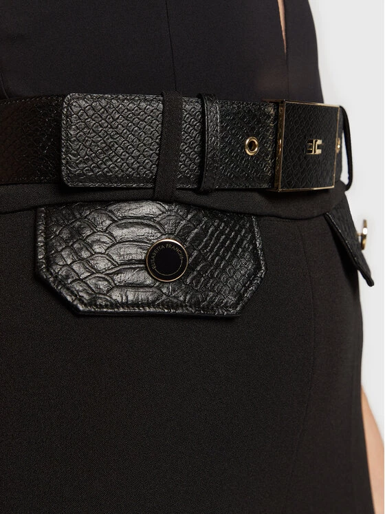 Elisabetta Franchi Γυναίκες Υφασμάτινα Παντελόνια Παντελόνι υφασμάτινο PA-041-27E2-V340 Μαύρο Slim Fit 4 Elisabetta Franchi Γυναίκες Υφασμάτινα Παντελόνια Παντελόνι υφασμάτινο PA-041-27E2-V340 Μαύρο Slim Fit - Image 4