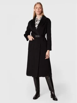 Elisabetta Franchi Γυναίκες Μεταβατικά Παλτά Μάλλινο παλτό CP-39C-26E2-V900 Μαύρο Regular Fit