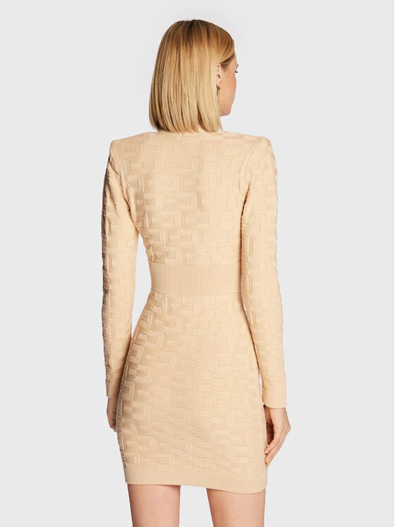 Elisabetta Franchi Γυναίκες Πλεκτά Φορέματα Φόρεμα υφασμάτινο AM-73S-27E2-V420 Μπεζ Slim Fit 3 Elisabetta Franchi Γυναίκες Πλεκτά Φορέματα Φόρεμα υφασμάτινο AM-73S-27E2-V420 Μπεζ Slim Fit - Image 3