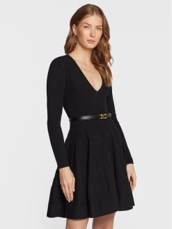 Elisabetta Franchi Γυναίκες Πλεκτά Φορέματα Φόρεμα υφασμάτινο AM-90T-26E2-V600 Μαύρο Regular Fit