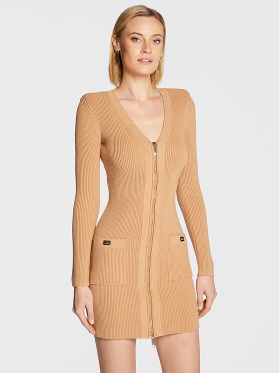 Elisabetta Franchi Γυναίκες Πλεκτά Φορέματα Φόρεμα υφασμάτινο AM-65T-26E2-V550 Μπεζ Slim Fit 1 Elisabetta Franchi Γυναίκες Πλεκτά Φορέματα Φόρεμα υφασμάτινο AM-65T-26E2-V550 Μπεζ Slim Fit