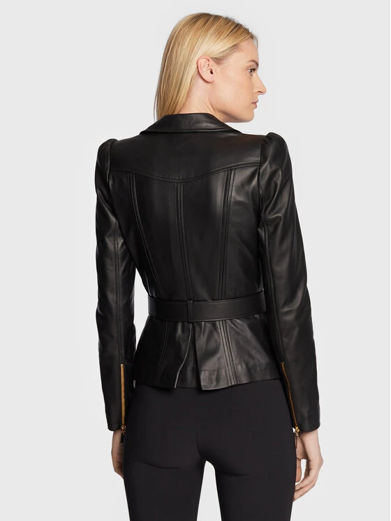 Elisabetta Franchi Γυναίκες Δερμάτινα Μπουφάν Μπουφάν δερμάτινο GD-21Z-26E2-V1000 Μαύρο Slim Fit 3 Elisabetta Franchi Γυναίκες Δερμάτινα Μπουφάν Μπουφάν δερμάτινο GD-21Z-26E2-V1000 Μαύρο Slim Fit - Image 3