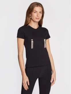 Elisabetta Franchi Γυναίκες T-shirts T-Shirt MA-011-26E2-V190 Μαύρο Slim Fit