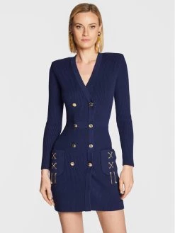 Elisabetta Franchi Γυναίκες Πλεκτά Φορέματα Φόρεμα υφασμάτινο AM-61S-26E2-V500 Σκούρο μπλε Slim Fit