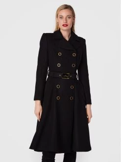 Elisabetta Franchi Γυναίκες Μεταβατικά Παλτά Μάλλινο παλτό CP-001-26E2-V1100 Μαύρο Regular Fit