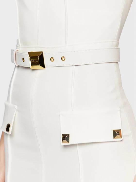 Elisabetta Franchi Γυναίκες Κοκτέιλ Φορέματα Φόρεμα κοκτέιλ AB-188-26E2-V500 Λευκό Slim Fit 5 Elisabetta Franchi Γυναίκες Κοκτέιλ Φορέματα Φόρεμα κοκτέιλ AB-188-26E2-V500 Λευκό Slim Fit - Image 5