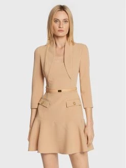 Elisabetta Franchi Γυναίκες Κοκτέιλ Φορέματα Φόρεμα κοκτέιλ AB-187-26E2-V450 Μπεζ Regular Fit