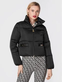 Elisabetta Franchi Γυναίκες Χειμωνιάτικα Μπουφάν Μπουφάν πουπουλένιο PI-44H-26E2-V440 Μαύρο Regular Fit
