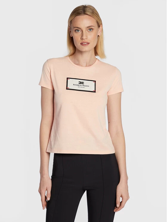 Elisabetta Franchi Γυναίκες T-shirts T-Shirt MA-005-36E2-V130 Ροζ Regular Fit 1 Elisabetta Franchi Γυναίκες T-shirts T-Shirt MA-005-36E2-V130 Ροζ Regular Fit