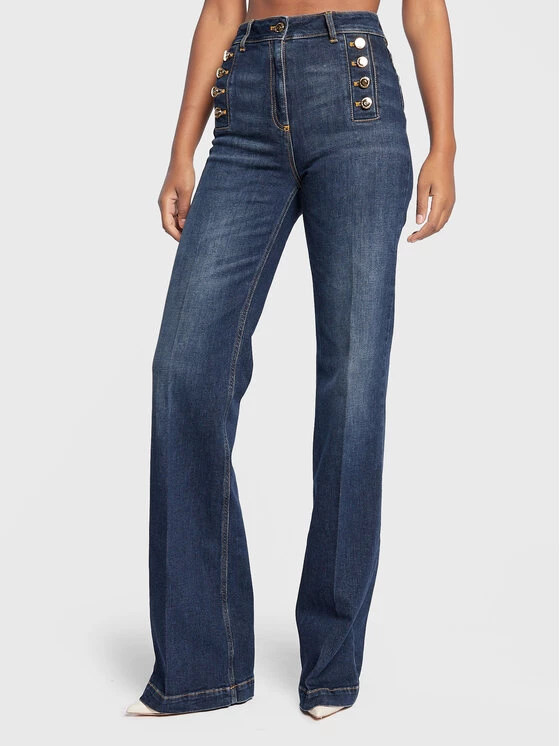 Elisabetta Franchi Γυναίκες Wide Leg Τζιν PJ-54D-26E2-V400 Σκούρο μπλε Palazzo Fit 1 Elisabetta Franchi Γυναίκες Wide Leg Τζιν PJ-54D-26E2-V400 Σκούρο μπλε Palazzo Fit