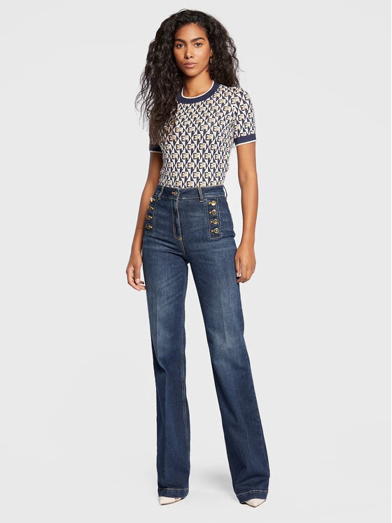 Elisabetta Franchi Γυναίκες Wide Leg Τζιν PJ-54D-26E2-V400 Σκούρο μπλε Palazzo Fit 2 Elisabetta Franchi Γυναίκες Wide Leg Τζιν PJ-54D-26E2-V400 Σκούρο μπλε Palazzo Fit - Image 2