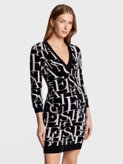 Elisabetta Franchi Γυναίκες Πλεκτά Φορέματα Φόρεμα υφασμάτινο AM-60Q-26E2-V390 Μαύρο Slim Fit