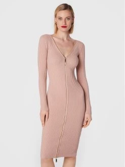 Elisabetta Franchi Γυναίκες Πλεκτά Φορέματα Φόρεμα υφασμάτινο AM-51T-26E2-V520 Μπεζ Slim Fit